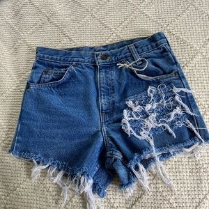 High waisted jean shorts